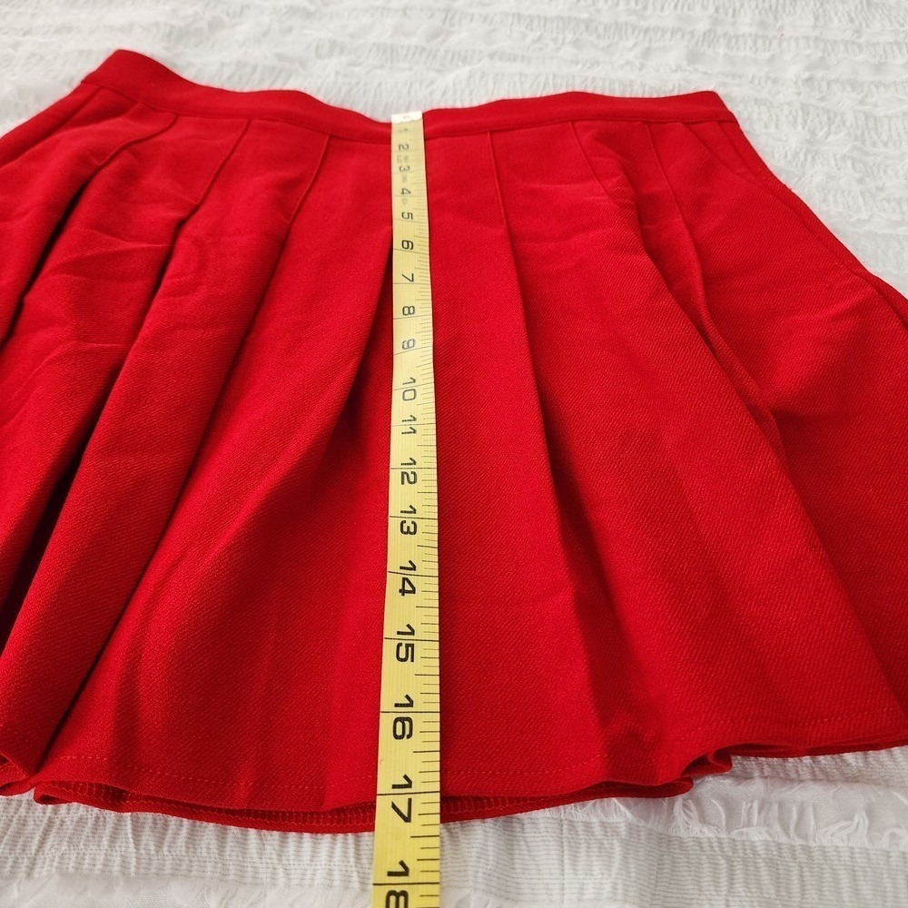 Chic Red Mini Skirt Pleated Sz XL Preppy Academia Unlined Dopamine Pop Color Pop - Picture 5 of 8
